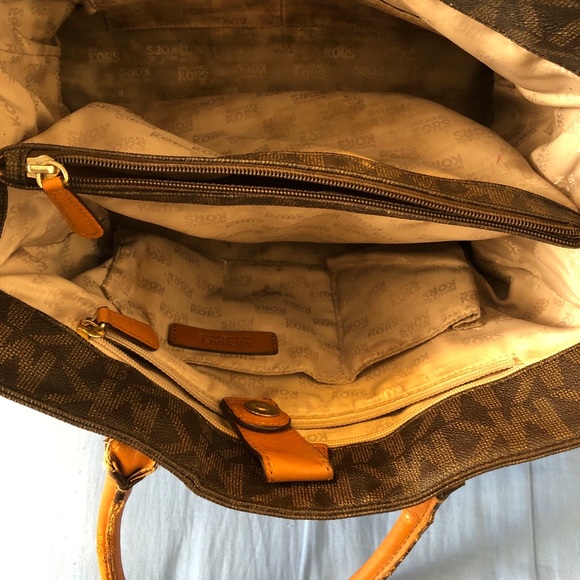 MICHAEL KORS CURDUROY BROWN AV-1310 HANDBAG PURSE - Picture 9 of 12